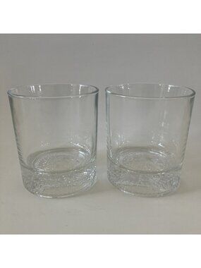 Set of 2 Crown Royal Heavy Bottom Rocks Glasses Pebbled Bottom with Logo